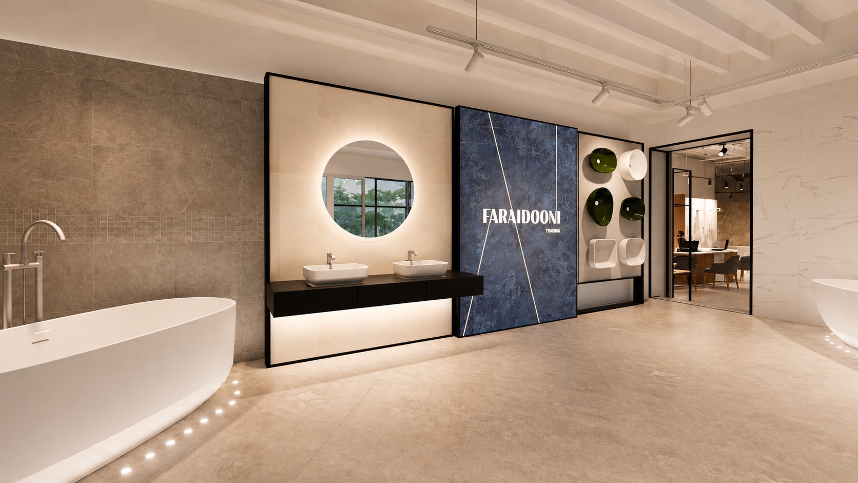 Faraidooni Abu Dhabi Showroom — retail lighting design in Abu Dhabi, UAE by Larkish
